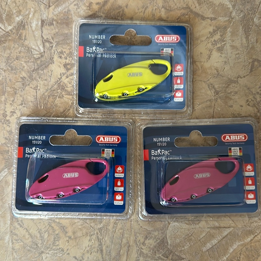 Set of 3 ABUS Bak Pac Personal Padlocks 151/20, New